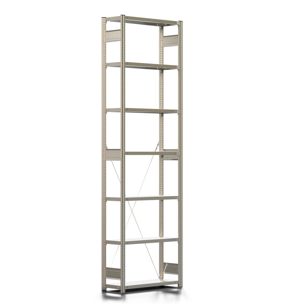 Fachbodenregal mit Tiefenriegel - 250 kg - 3.000 x 875 x 300 mm (HxBxT) - Anbauregal - Rahmen enzianblau - Böden verzinkt, Steckregal BERT