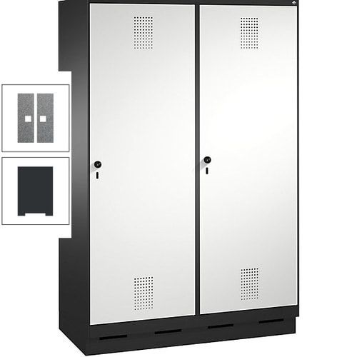 Doppel-Spind, Garderobenschrank, 2 Türen für 4 Abteile a 300 mm, Korpus anthrazitgrau, Türen anthrazitgrau, 1.800 x 1.200 x 500 mm (HxBxT)