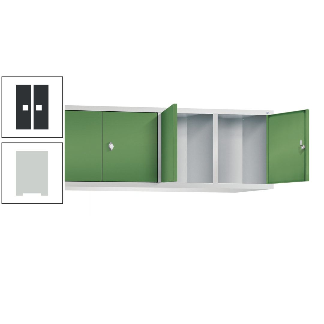 Aufsatzschrank für Spinde und Schließfachschränke, Doppeltüren, 4 Abteile, Korpus anthrazitgrau, Türfarbe anthrazitgrau, 500 x 1.590 x 500 mm (HxBxT)