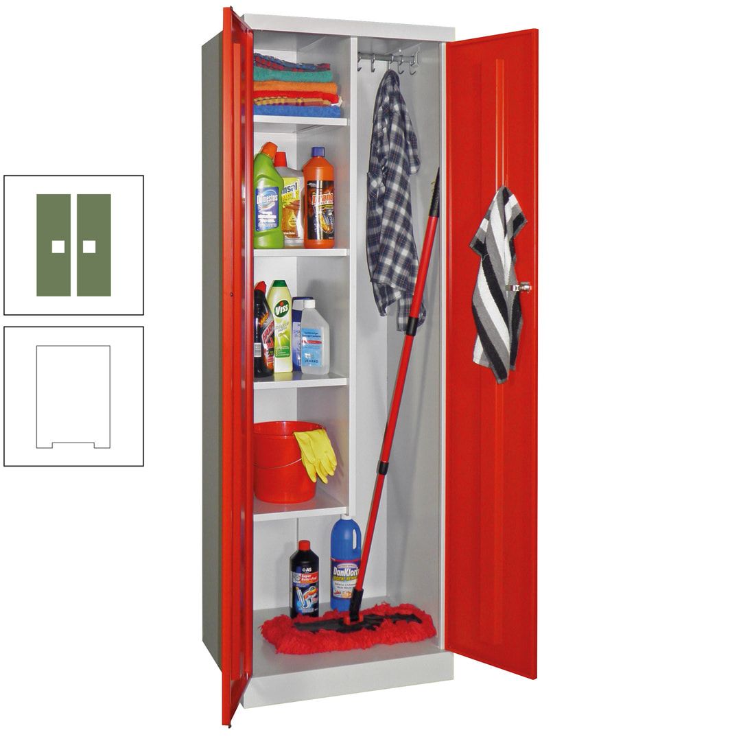 Putzschrank mit Sockel - 1 Abteil mit Trennwand - 1.800x600x500 mm (HxBxT) - Zylinderschloss - anthrazitgrau