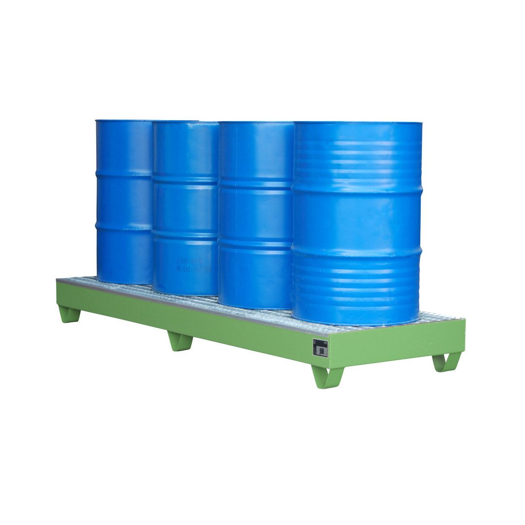 Auffangwanne - 2.400 x 800 mm (BxT) - 222 l - Füße - Gitterrost - feuerrot
