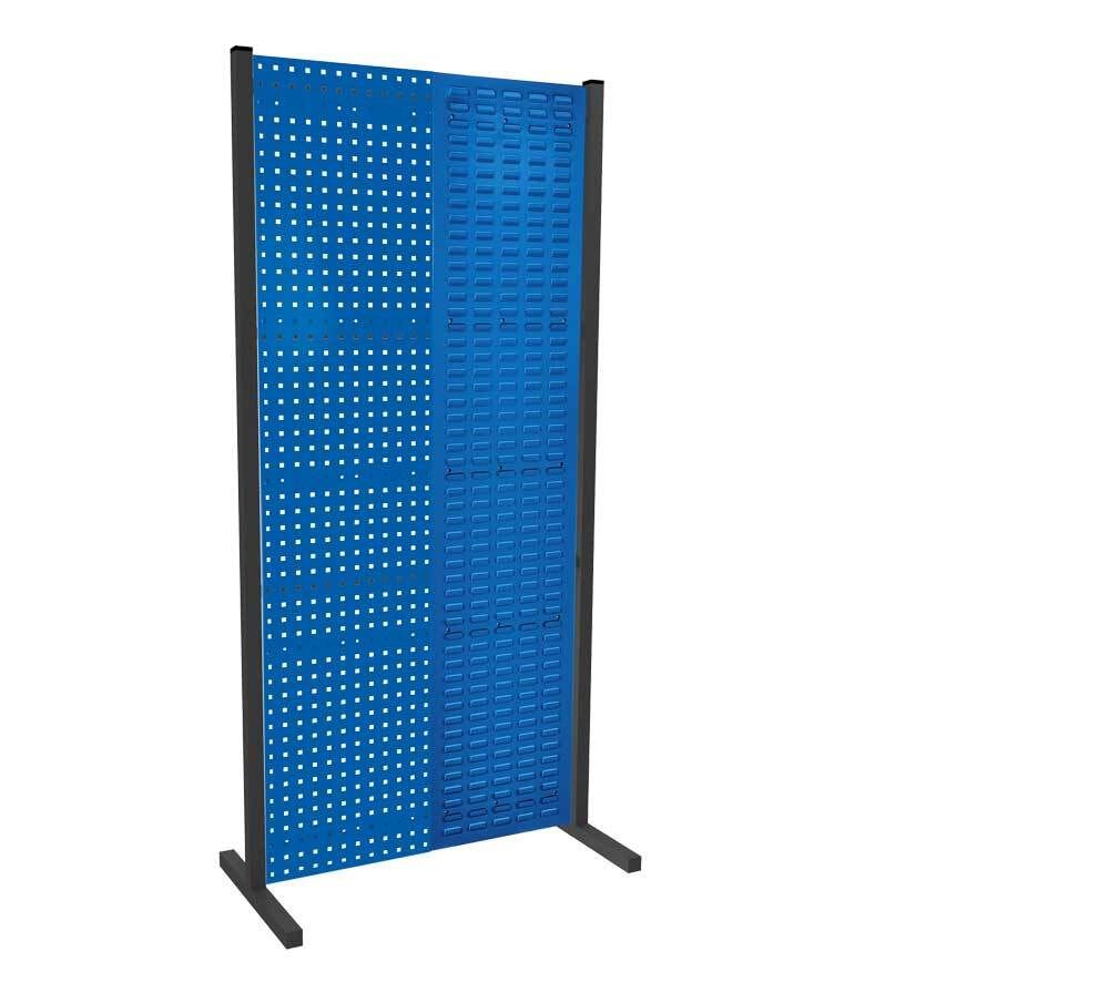 Modulare Trennwand, Werkzeugwand, Einzelfeld, 1 Loch- u. 1 Schlitzplatten, Plattenhöhe 1.500 mm, 2.000 x 1.000 mm (HxB), Anthrazit