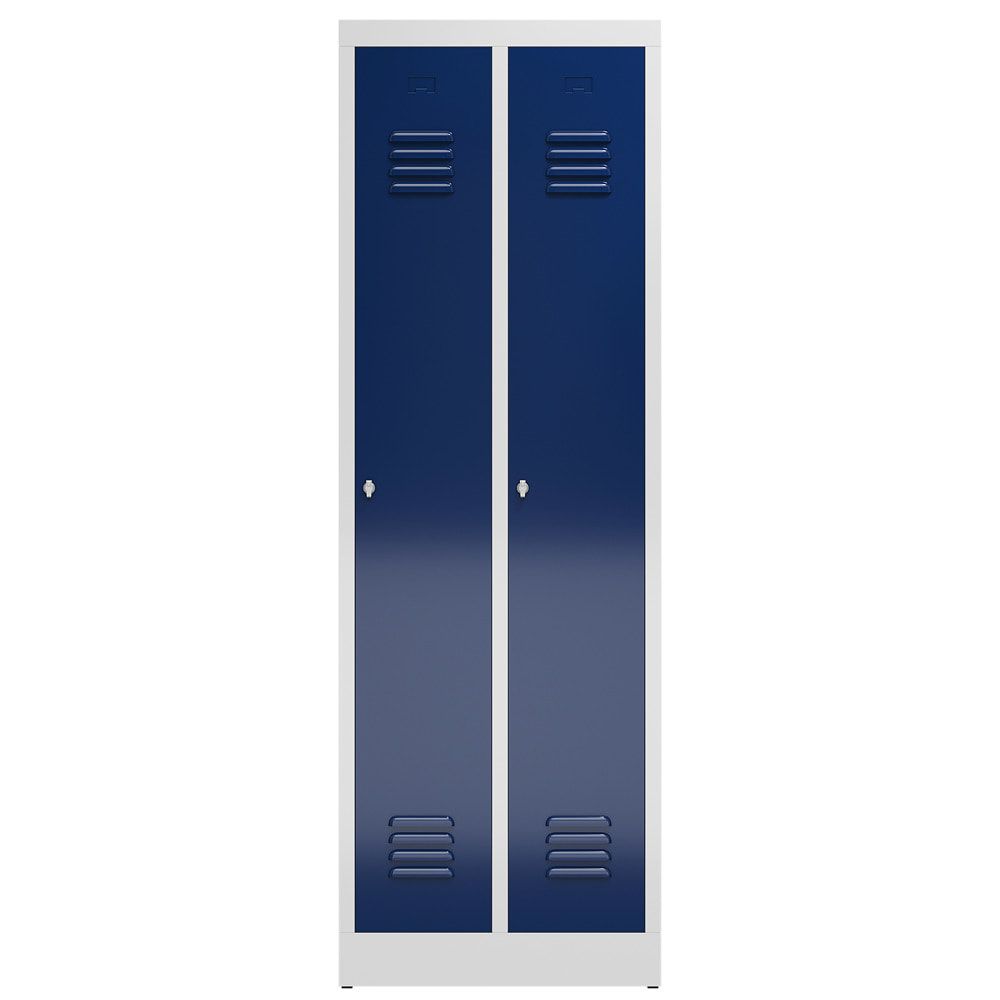 Garderobenschrank, Garderobenspind, 2 Abteile, 1.800 x 590 x 500 mm (HxBxT), Stahl, Drehriegelverschluss, Korpus: lichtgrau, Front: anthrazitgrau