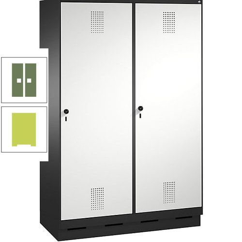Doppel-Spind, Garderobenschrank, 2 Türen für 4 Abteile a 300 mm, Korpus anthrazitgrau, Türen anthrazitgrau, 1.800 x 1.200 x 500 mm (HxBxT)