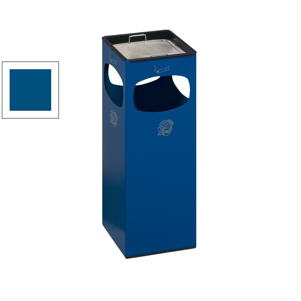 Abfalleimer mit Ascher - Volumen 29 l - eckig - 660 x 250 x 250 mm (HxBxT) - Antik-silber