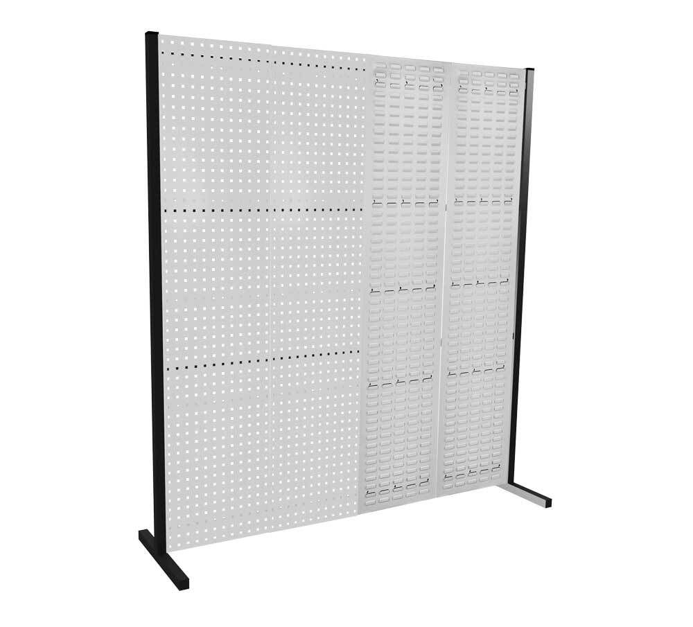 Modulare Trennwand, Werkzeugwand, Einzelfeld, 1 Loch- u. 1 Schlitzplatten, Plattenhöhe 1.500 mm, 2.000 x 1.000 mm (HxB), Anthrazit