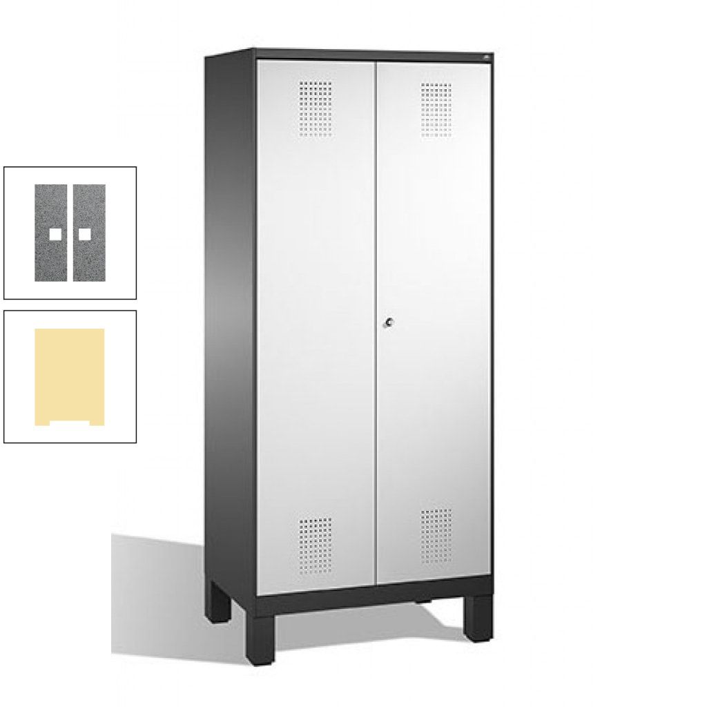 Mehrzweckschrank, Doppeltüren, auf Füßen, 2 Abteile a 400 mm, Korpus anthrazitgrau, Tür anthrazitgrau, 1.850 x 800 x 500 mm (HxBxT)