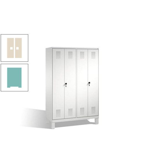 Doppel-Spind, Doppeltüren, Garderobenschrank mit Füßen, 4 Abteile a 300 mm, Korpus anthrazitgrau, Tür anthrazitgrau, 1.850 x 1.200 x 500 mm (HxBxT)