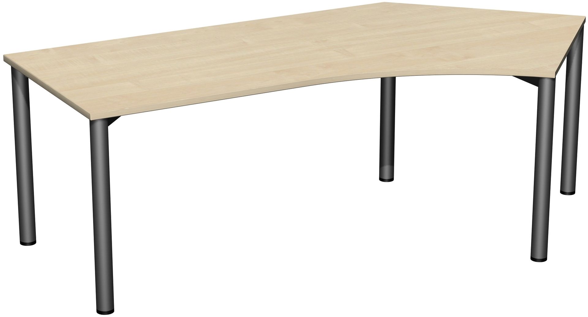 Winkel-Schreibtisch - Winkel rechts - 4-Fuß Flex - 720 x 2.166 x 1.130 mm (HxBxT) - Gestell anthrazit - Ahorn