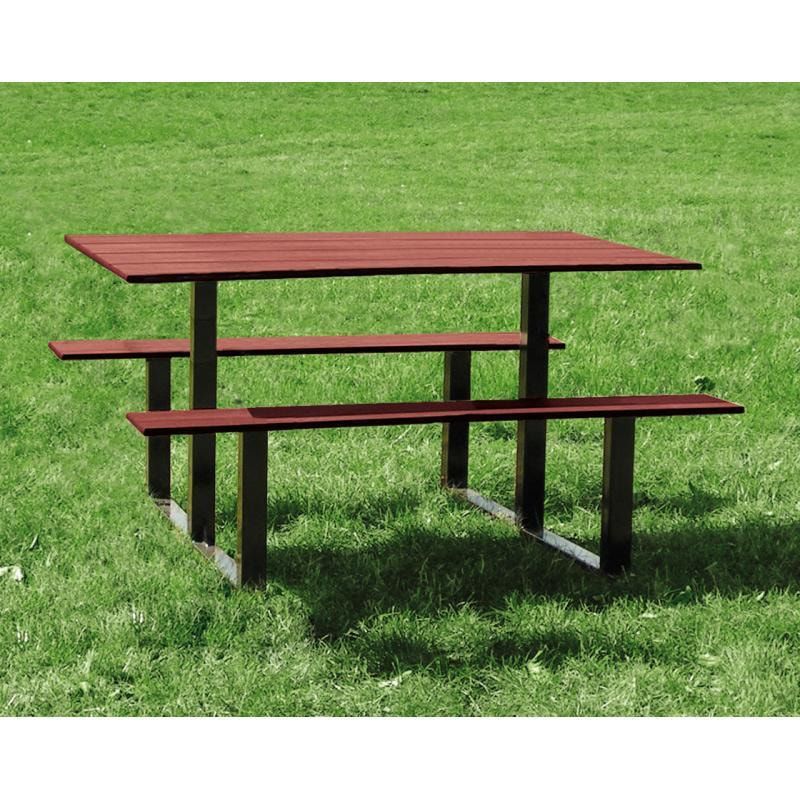 Picknicktisch - Sitzgarnitur - stationär - Holz mit Mahagoni-Optik - 750 x 1.500 x 1.300 mm (HxBxT) - Farbe enzianblau