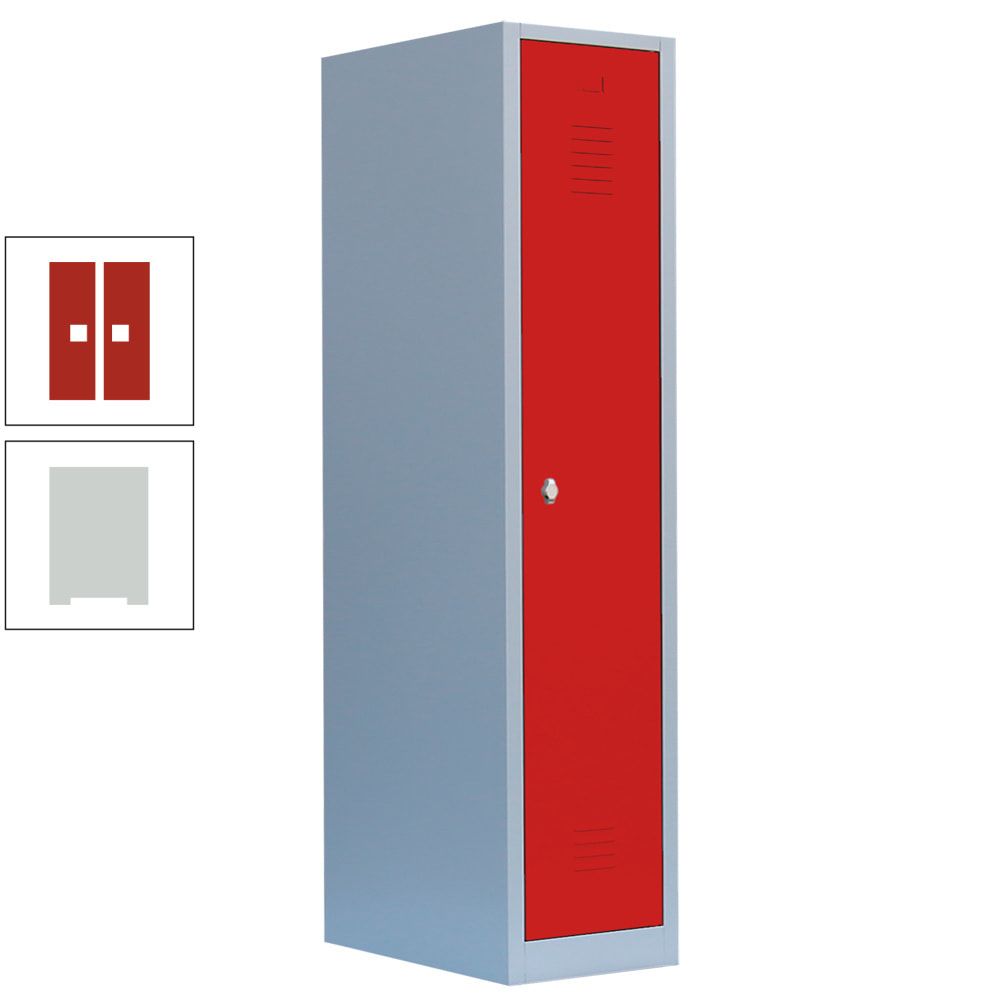 Garderobenschrank, Garderobenspind, 1 Abteil, 1.800 x 415 x 500 mm (HxBxT), Stahl, Korpusfarbe: lichtgrau, Frontfarbe: anthrazitgrau