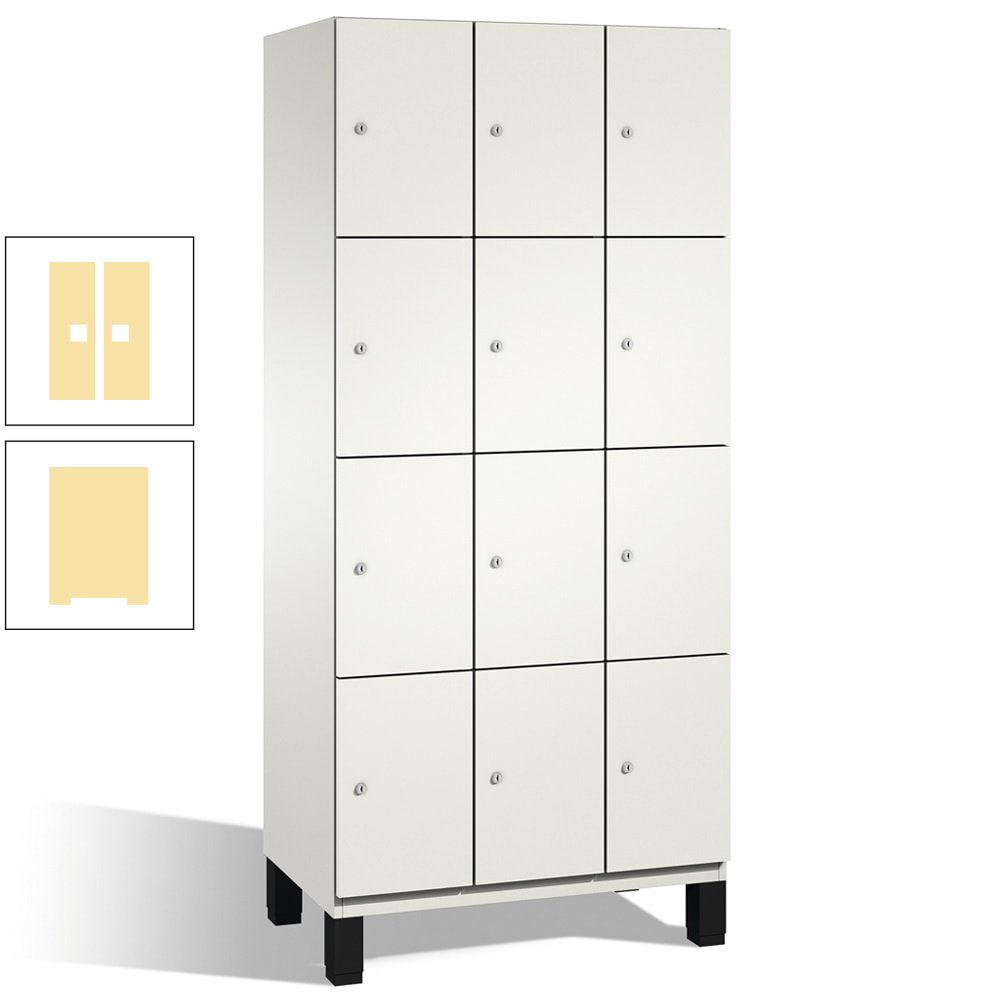 Fächerschrank, Stahlschrank, 12 Fächer, Türöffnungsbegrenzer, mit Füßen, Korpus lichtgrau, Tür anthrazitgrau, 1.980 x 900 x 525 mm (HxBxT)