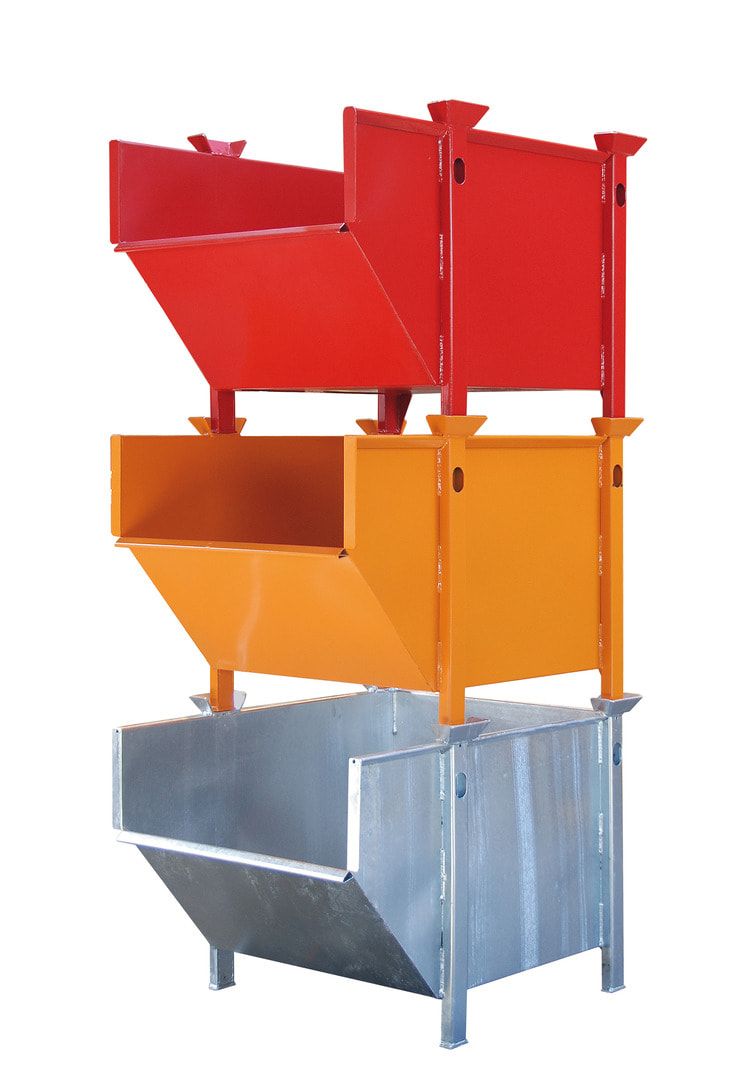 Materialbehälter - 500 l Volumen - Tragkraft 1.000 kg - stapel- und kranbar - feuerrot
