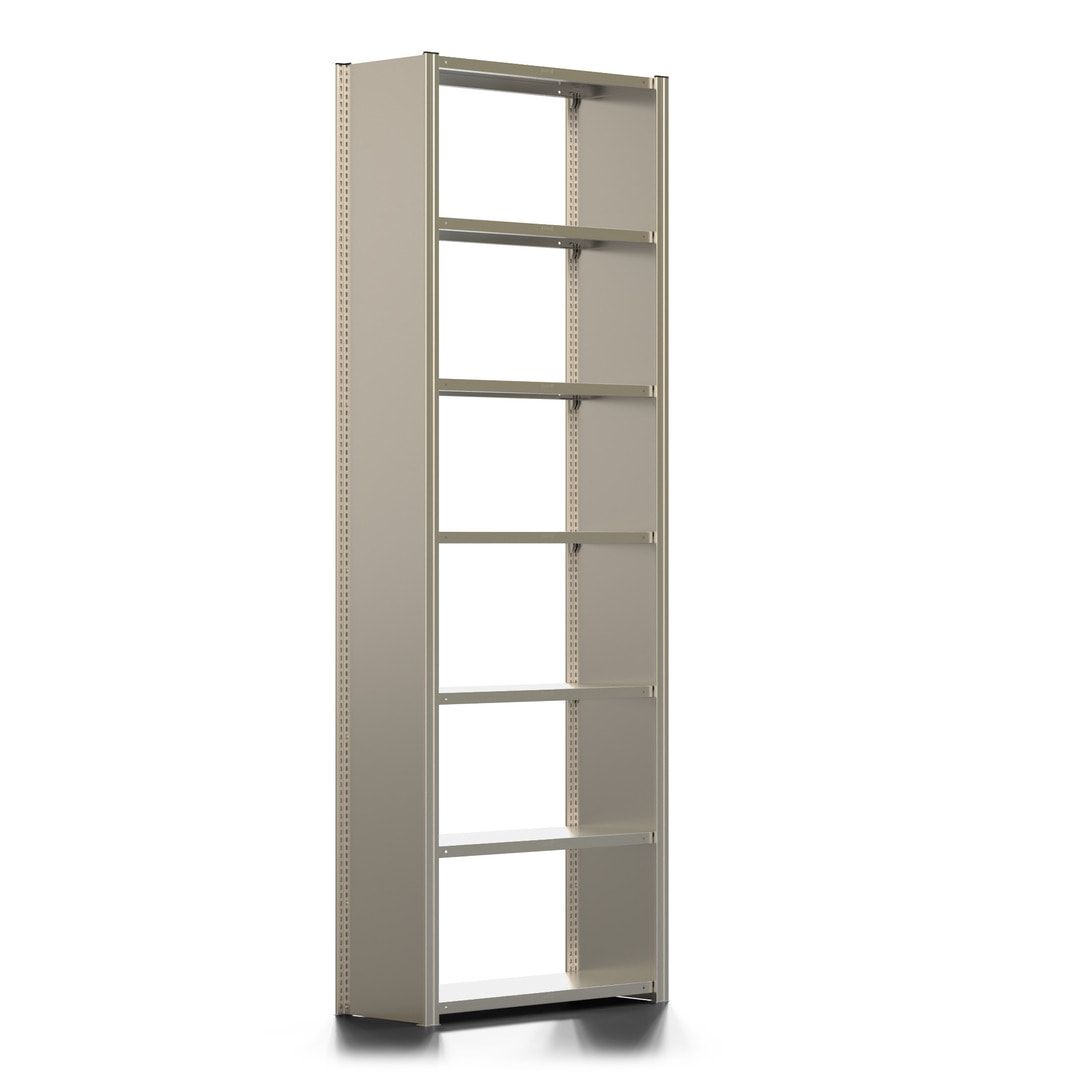Fachbodenregal mit Seitenwand - 350 kg - 3.000 x 1.005 x 400 mm (HxBxT) - Anbauregal - 7 Böden - verzinkt - Lagerregal - Steckregal - BERT