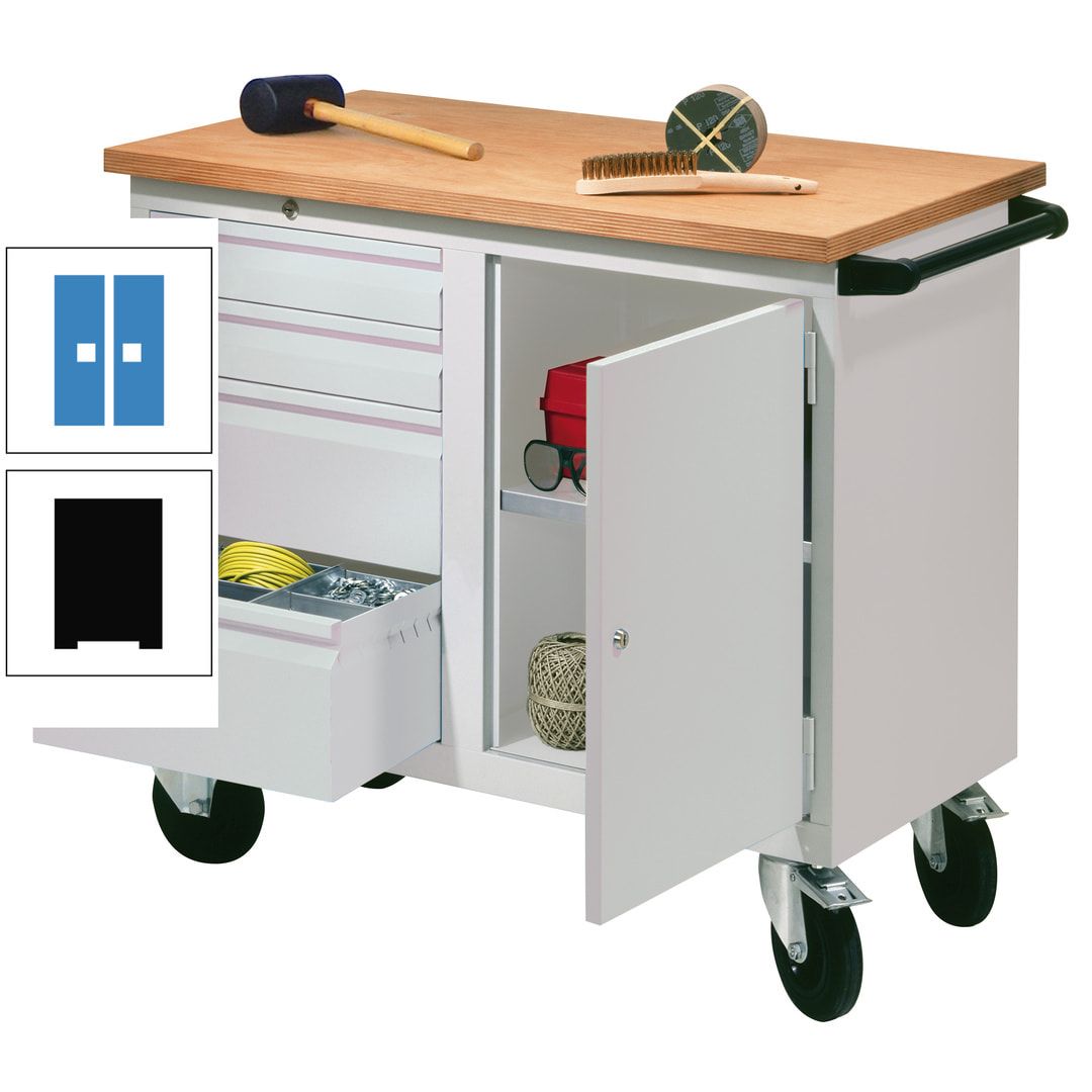 Mobile Werkbank - Werkstattwagen - 915 x 1.090 x 600 mm - 4 Schubladen und Schrankfach - anthrazitgrau