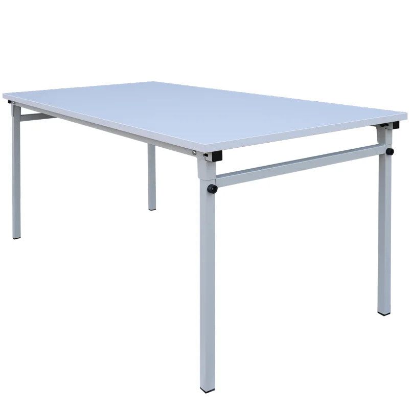 Klapptisch mit 4-Fuß, 750 x 1.200 x 600 mm (HxBxT), Gestell und Platte lichtgrau, melaminbeschichtet, Nivelliergleiter, Sicherheitsarretierung