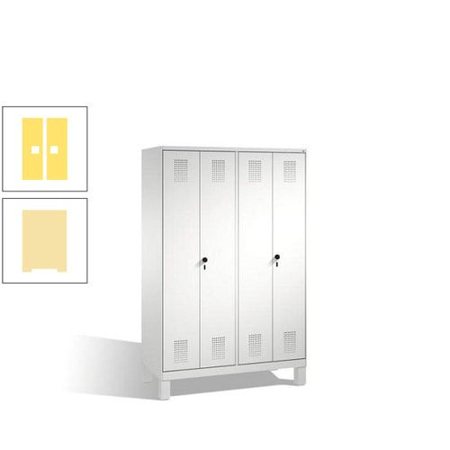 Doppel-Spind, Doppeltüren, Garderobenschrank mit Füßen, 4 Abteile a 300 mm, Korpus anthrazitgrau, Tür anthrazitgrau, 1.850 x 1.200 x 500 mm (HxBxT)