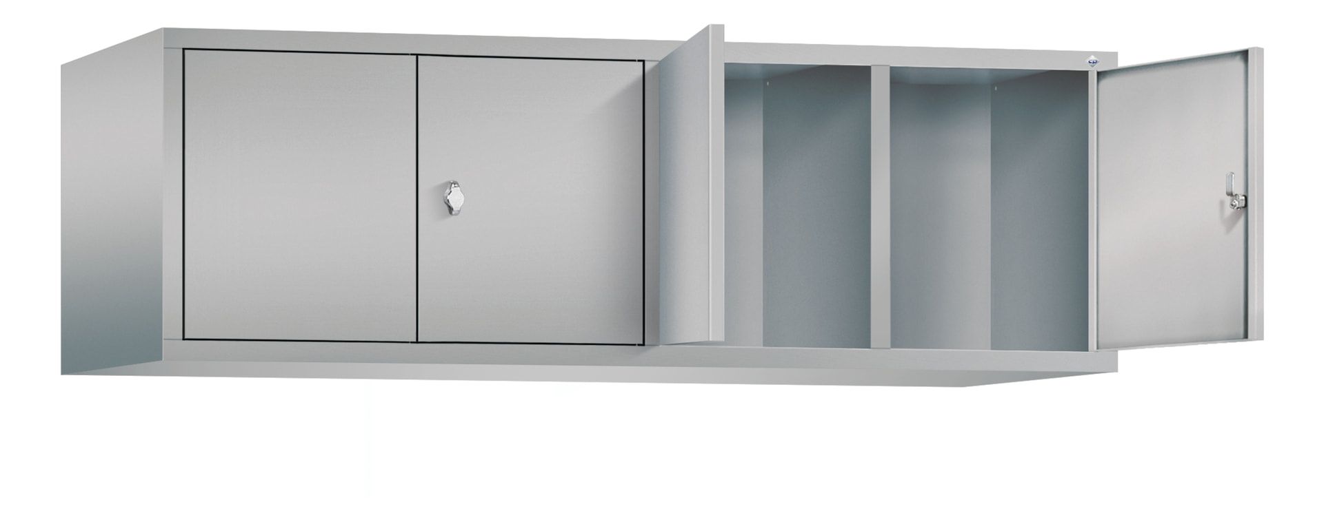 Aufsatzschrank für Spinde und Schließfachschränke, Doppeltüren, 4 Abteile, Korpus anthrazitgrau, Türfarbe anthrazitgrau, 500 x 1.590 x 500 mm (HxBxT)