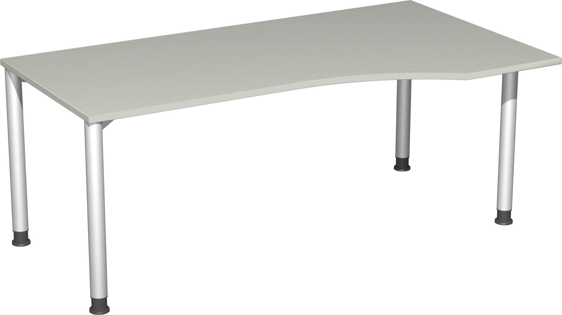 Eckschreibtisch mit einseitig verkürzten Füßen, 4-Fuß Flex, Ecke rechts, Höhe 680-800 mm, 1.600 x 1.000 mm (BxT), Gestell anthrazit, Ahorn