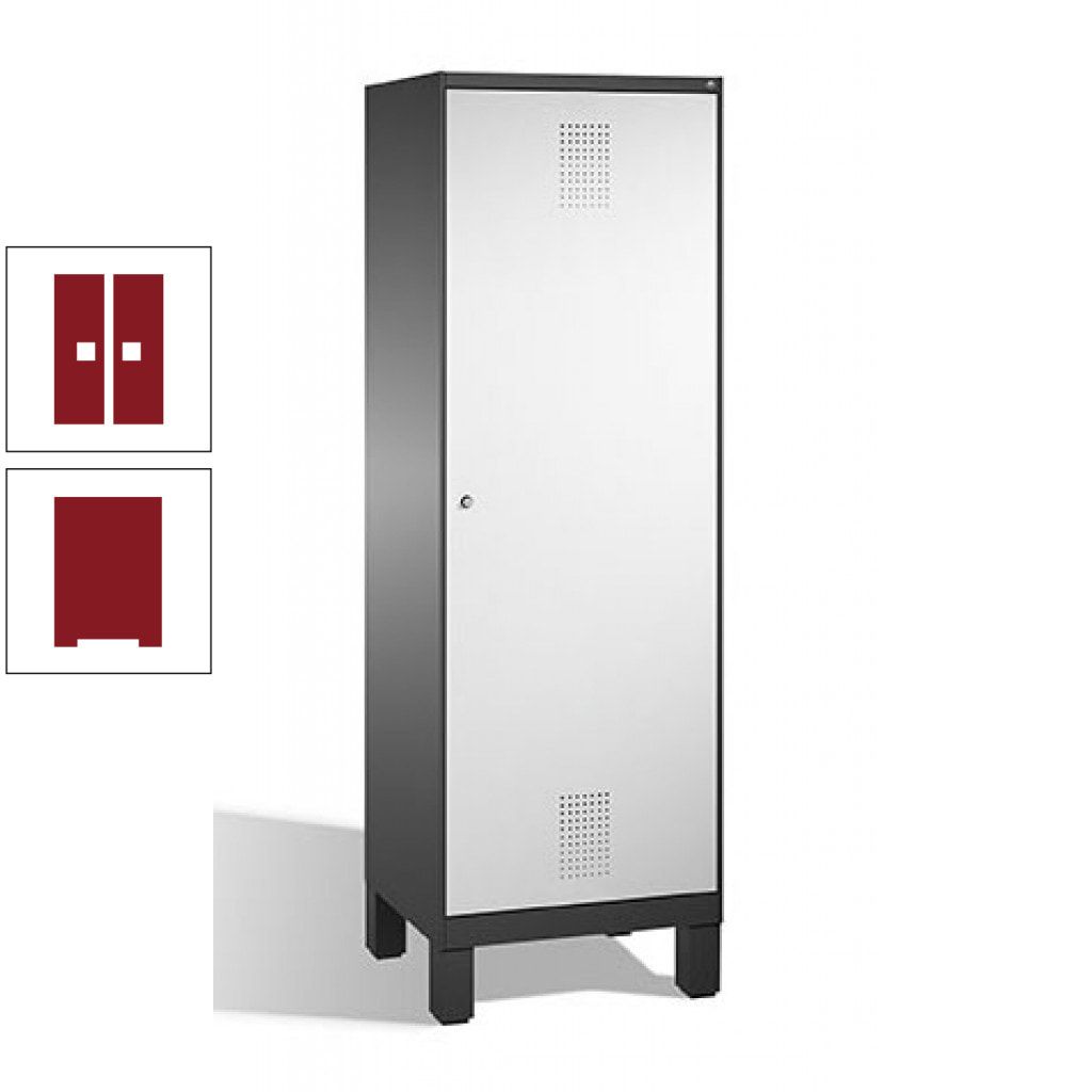 Doppel-Spind, Garderobenschrank, 1 Tür für 2 Abteile a 300 mm, Korpus anthrazitgrau, Türen anthrazitgrau, 1.850 x 600 x 500 mm (HxBxT)