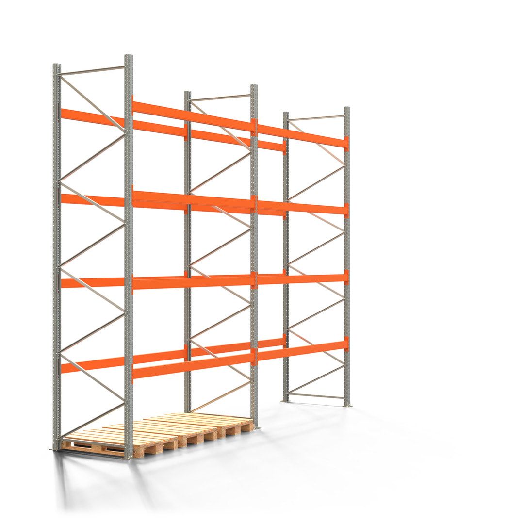 Palettenregal ARTUS - 5 Ebenen - Fachlast 2.100 kg - 4.500 x 11.225 x 1.100 mm (HxBxT) - 4 Felder - Schwerlastregal