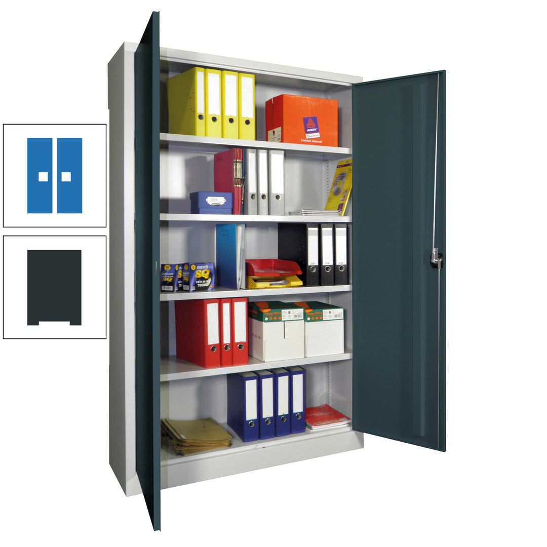 Aktenschrank - Vollblechtüren - 1.950x1.200x400 mm (HxBxT) - 4 Einlegeböden verzinkt - Zylinderschloss - anthrazitgrau