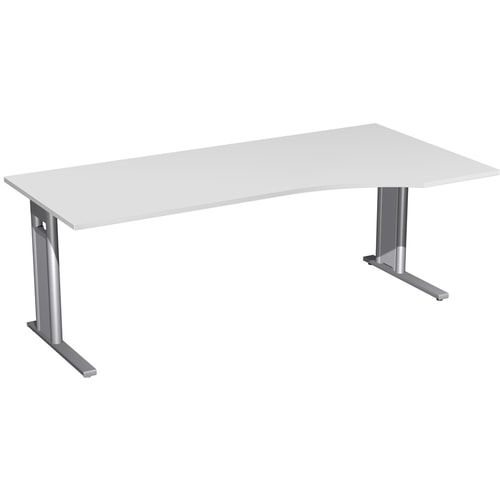 Eckschreibtisch, Ecke rechts, Füße einseitig verkürzt, C-Fuß Pro, 720 x 1.600 x 1.000 mm (HxBxT), Gestell silber, Dekor Ahorn