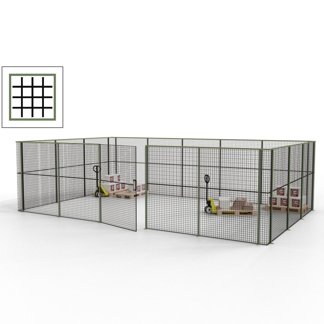 Maschinen Schutzgitter - Hallentrennwand - Sicherheitszaun - Tür - 22 m - 2.200 x 7.900 x 4.900 mm (HxBxT) - enzianblau