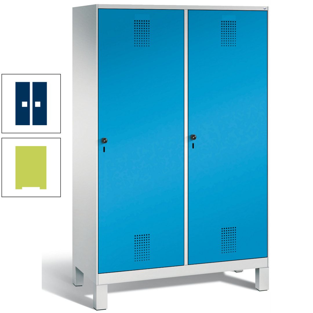 Doppel-Spind, Garderobenschrank, 2 Türen für 4 Abteile a 300 mm, Korpus anthrazitgrau, Türen anthrazitgrau, 1.850 x 1.200 x 500 mm (HxBxT)