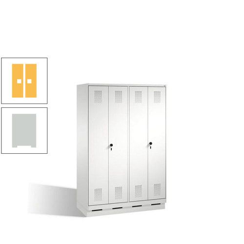 Doppel-Spind, Doppeltüren, Garderobenschrank mit Sockel, 4 Abteile a 300 mm, Korpus anthrazitgrau, Tür anthrazitgrau, 1.800 x 1.200 x 500 mm (HxBxT)