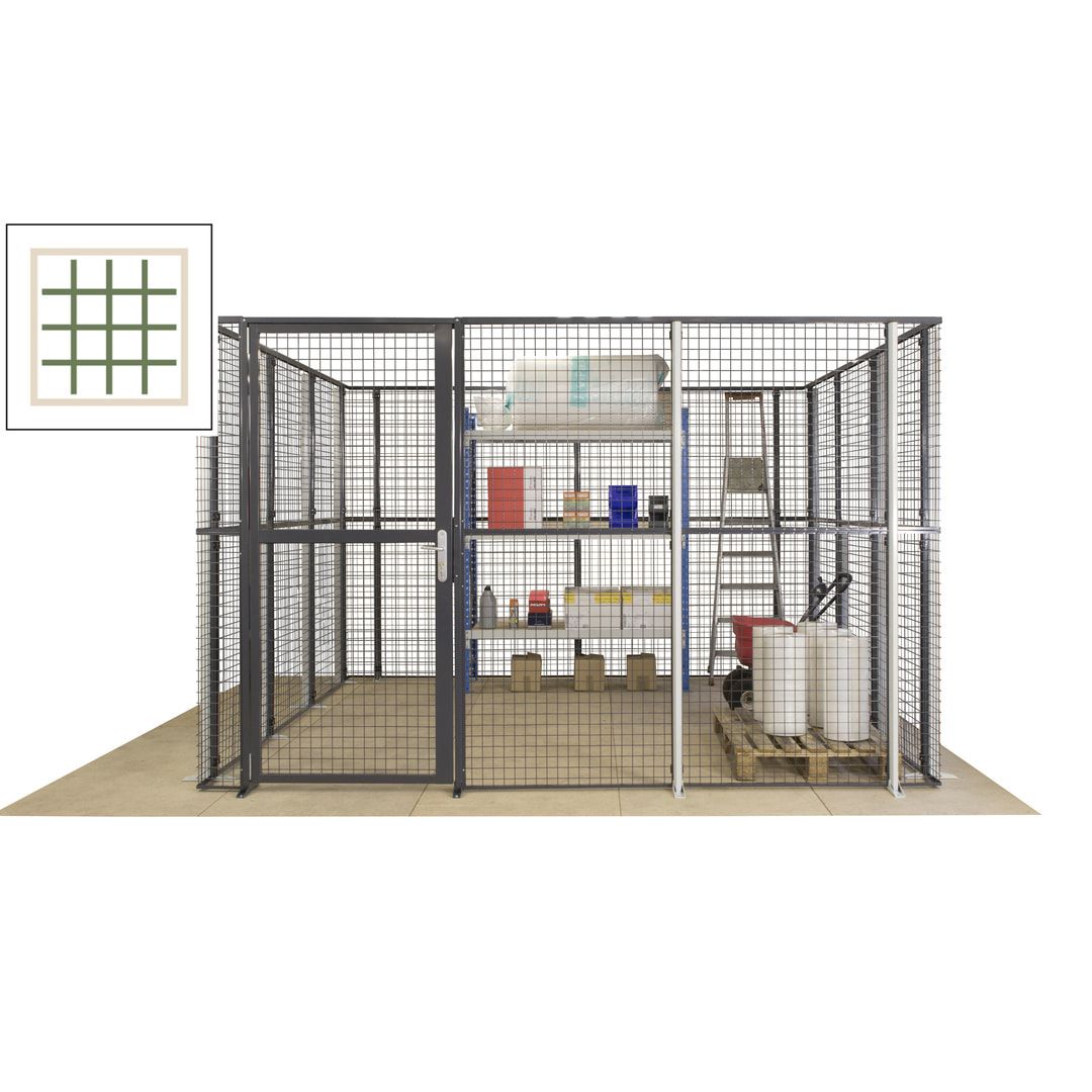 Maschinen Schutzgitter - Hallentrennwand - Sicherheitszaun - Tür - 108 m - 2.200 x 33.400 x 21.400 mm (HxBxT) - enzianblau