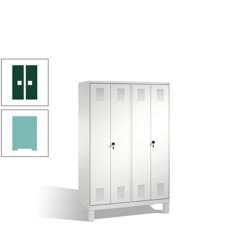 Doppel-Spind, Doppeltüren, Garderobenschrank mit Füßen, 4 Abteile a 300 mm, Korpus anthrazitgrau, Tür anthrazitgrau, 1.850 x 1.200 x 500 mm (HxBxT)