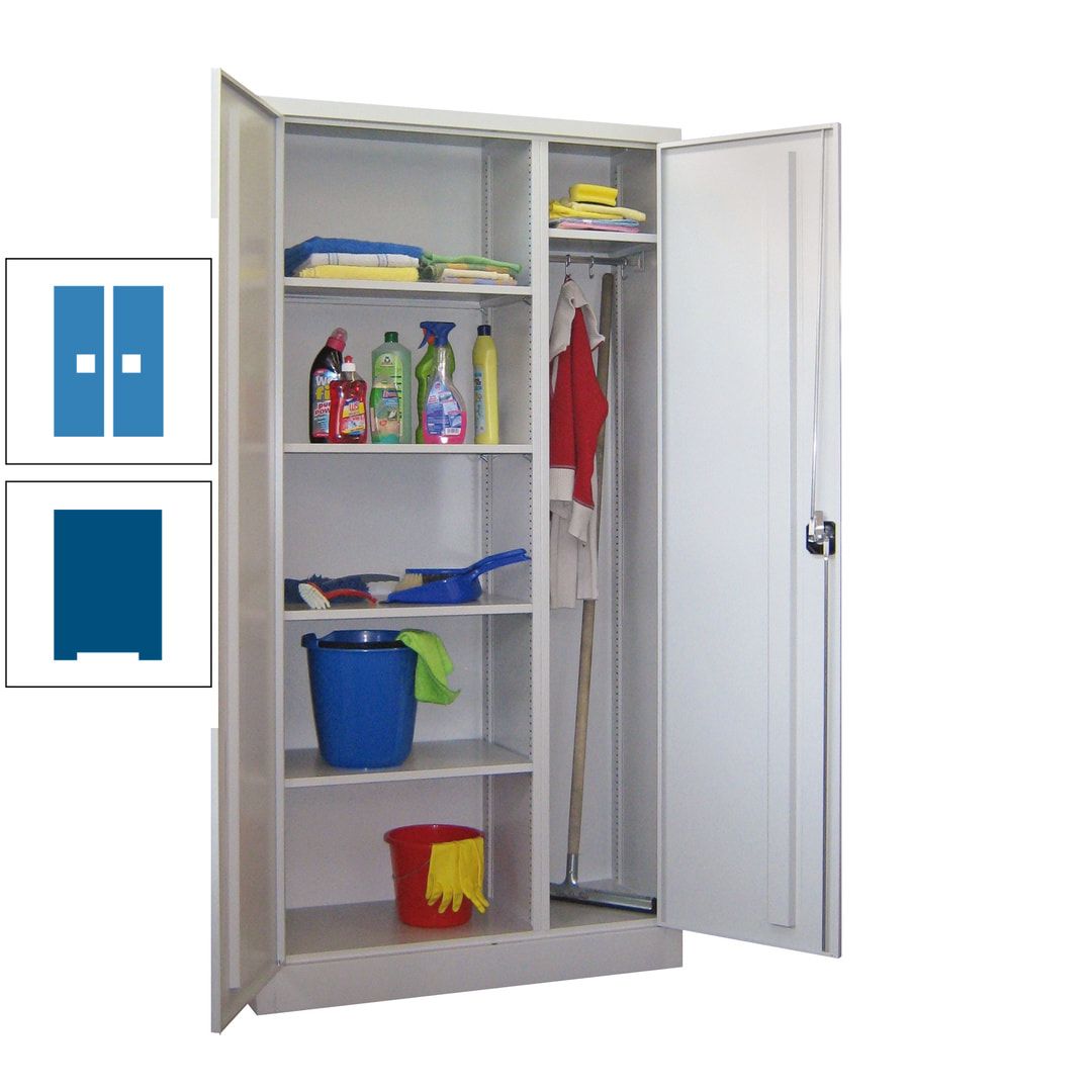 Putzschrank mit Trennwand - 1.950x1.000x400 mm (HxBxT) - Böden pulverbeschichtet - anthrazitgrau