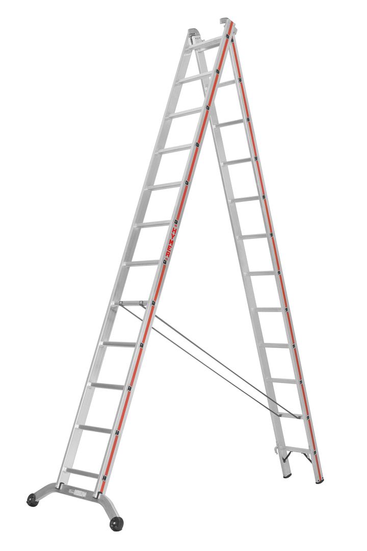 Aluminium-Mehrzweckleiter - Länge 1.830 / 2.950 mm - zweiteilig - Traverse gebogen - Aluleiter Hymer