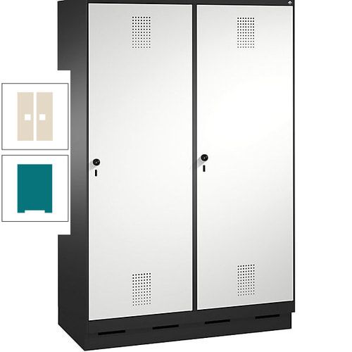 Doppel-Spind, Garderobenschrank, 2 Türen für 4 Abteile a 300 mm, Korpus anthrazitgrau, Türen anthrazitgrau, 1.800 x 1.200 x 500 mm (HxBxT)