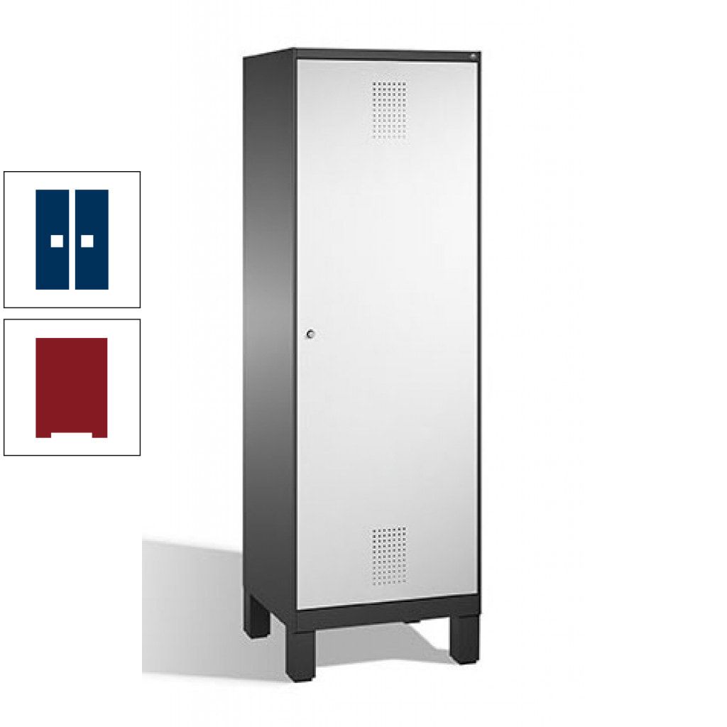 Doppel-Spind, Garderobenschrank, 1 Tür für 2 Abteile a 300 mm, Korpus anthrazitgrau, Türen anthrazitgrau, 1.850 x 600 x 500 mm (HxBxT)