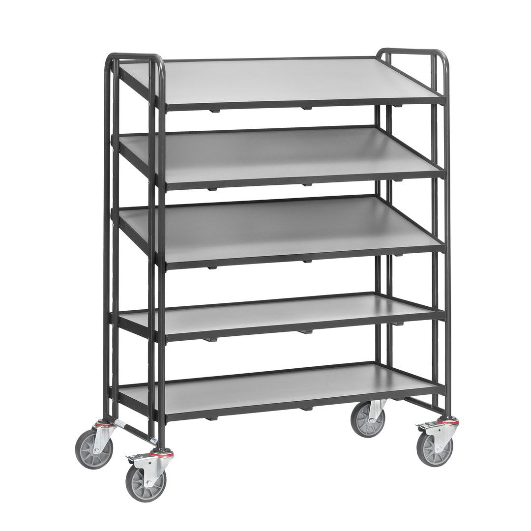 Fetra - Etagenwagen für Eurokästen - 400 kg - 1.686 x 685 x 1.372 mm (HxBxT) - 5 Böden - anthrazitgrau