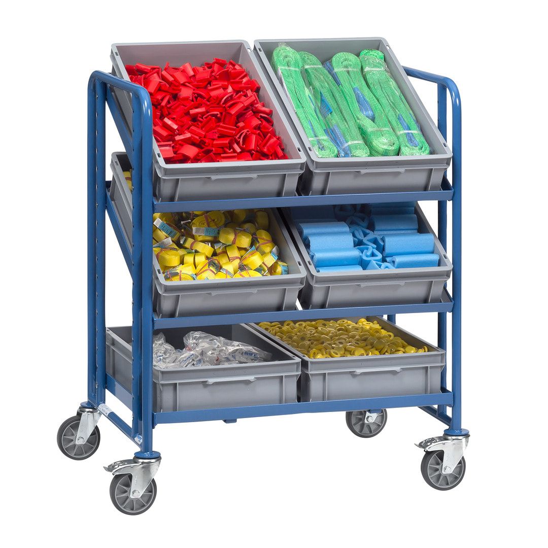 Fetra - Etagenwagen für 6 Eurokästen - 250 kg - 1.101 x 935 x 666 mm (HxBxT)