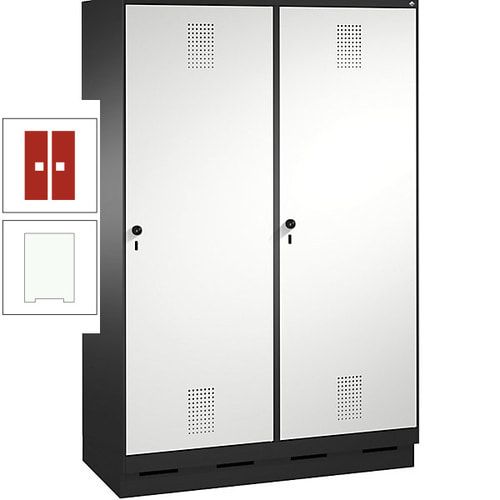 Doppel-Spind, Garderobenschrank, 2 Türen für 4 Abteile a 300 mm, Korpus anthrazitgrau, Türen anthrazitgrau, 1.800 x 1.200 x 500 mm (HxBxT)