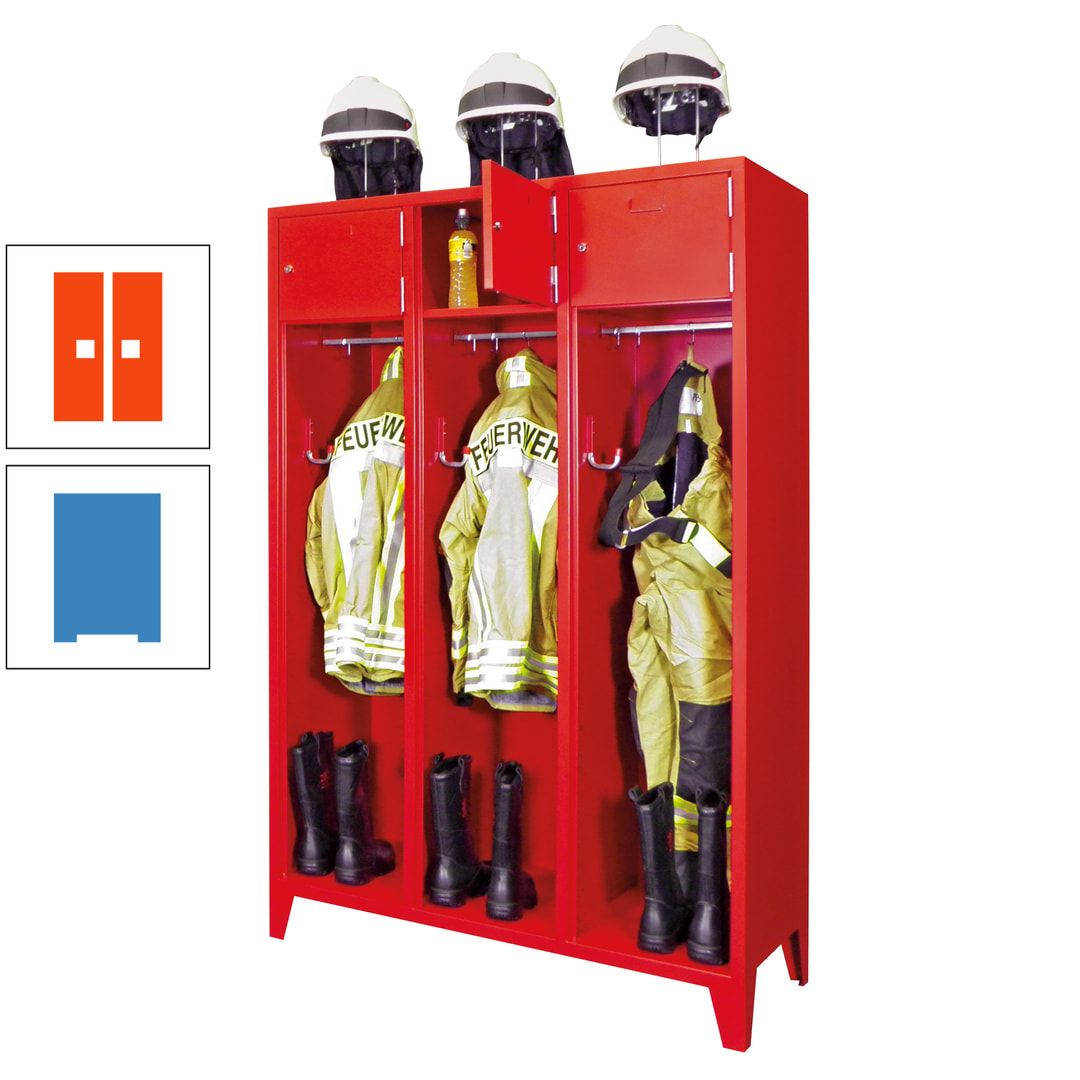 Feuerwehrschrank - 2 Abteile - Ablagefach mit Tür, Etikettenrahmen - 2.100 x 830 x 500 mm (HxBxT) - anthrazitgrau