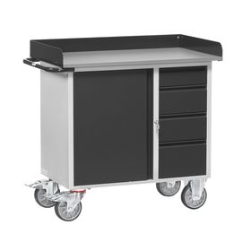 Fetra - Werkstattwagen - Tragkraft 400 kg - 995 x 590 x 1.080 mm (HxBxT) - 1 Schrank - 4 Schubladen - Abrollrand