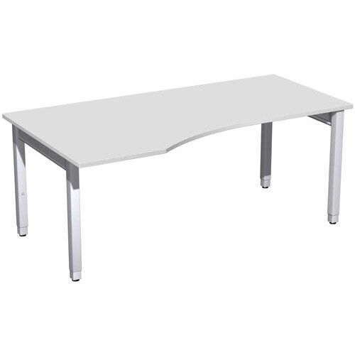 Eckschreibtisch, Ecke links, Füße einseitig verkürzt, 4-Fuß Quadrat Pro, höhenverstellbar, 680-800 x 1.600x 1.000 mm (HxBxT), Dekor Ahorn