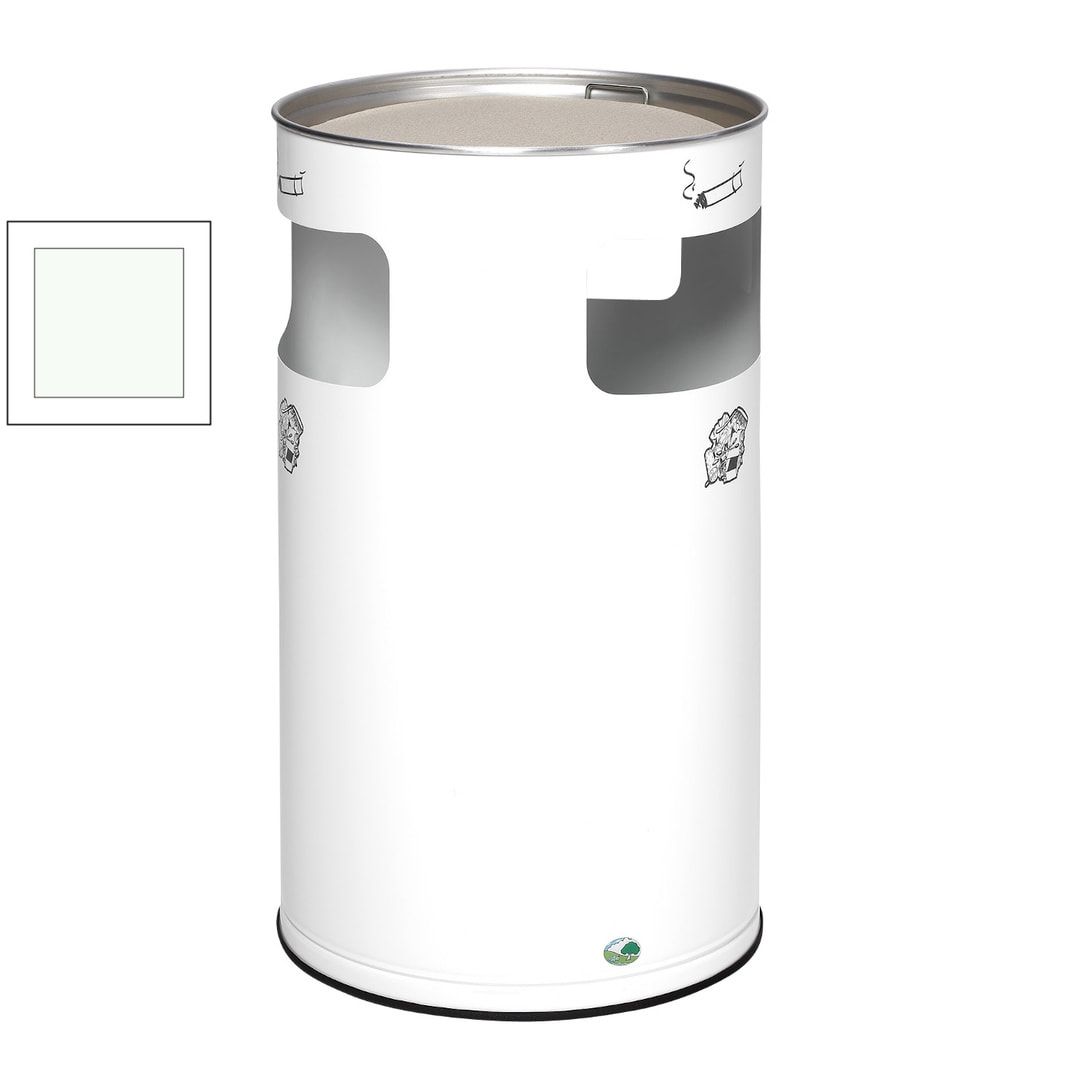 Abfallsammler mit Ascher - rund - Volumen 69 l - 760 x 420 x 420 mm (HxBxT) - Antik silber