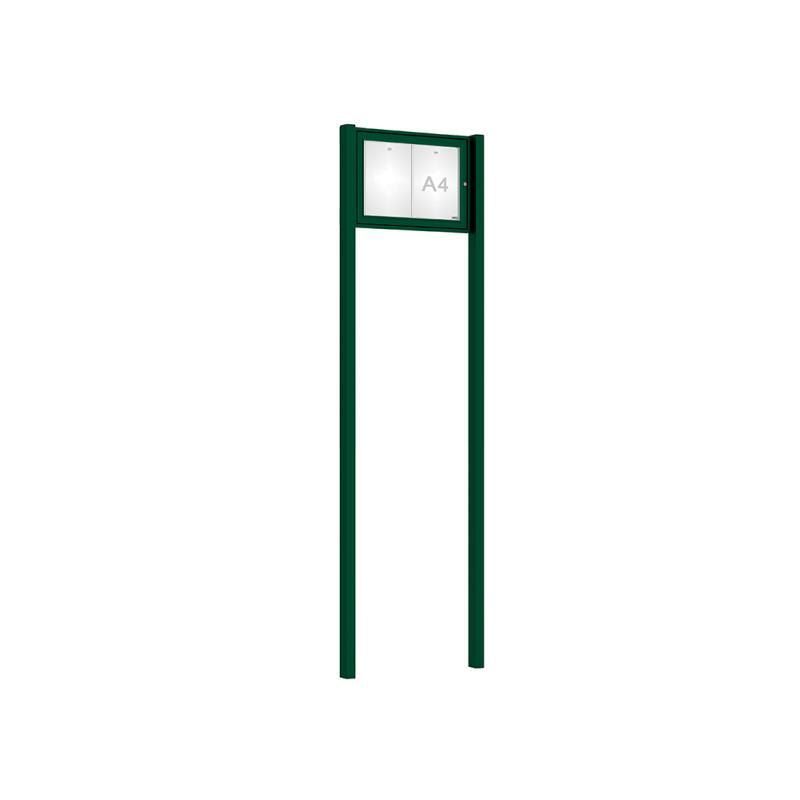 Pfosten-Set (2 Endpfosten) für Schaukasten mit Doppelflügeltür - Höhe 2.600 mm - Einbetonieren - Farbe moosgrün