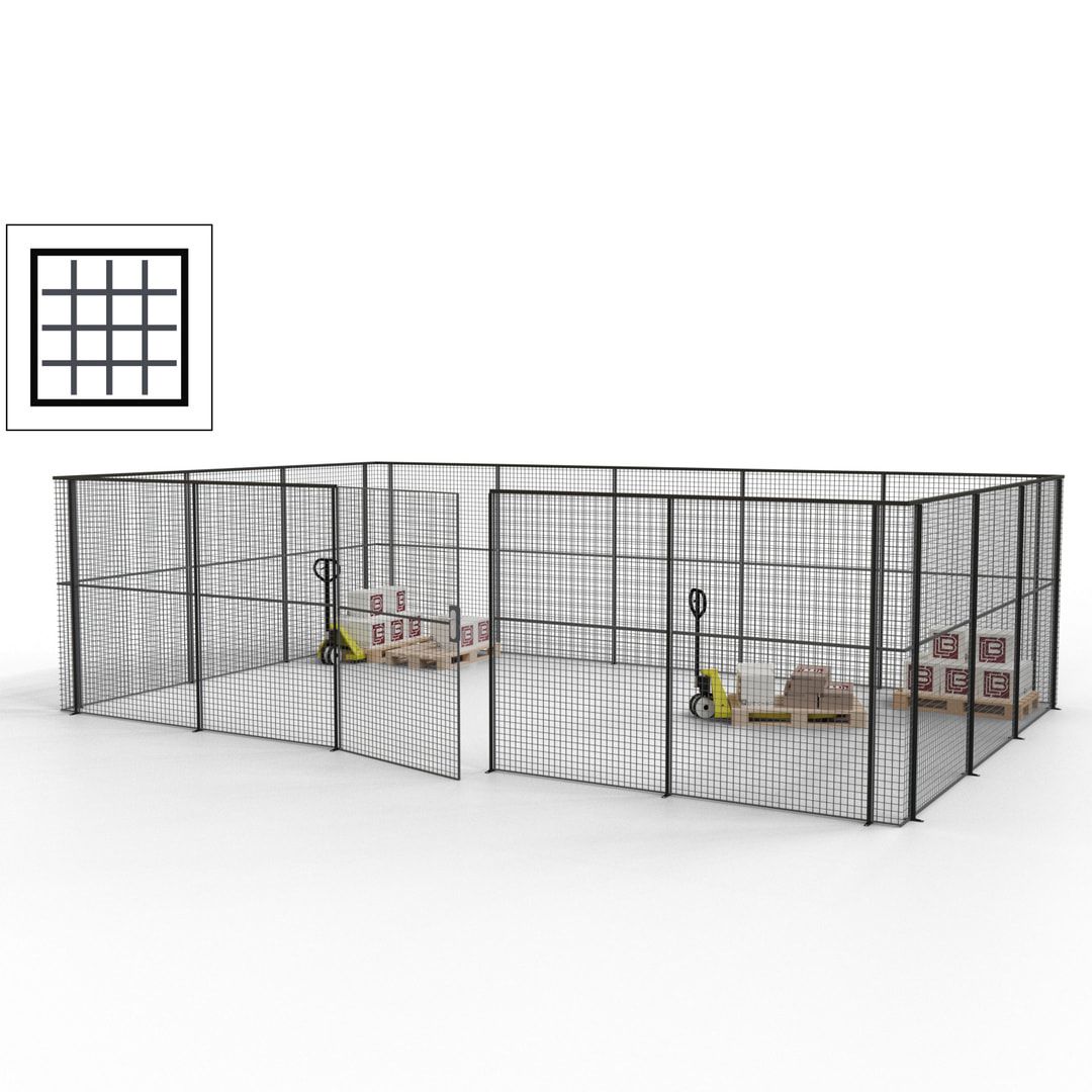 Maschinen Schutzgitter - Hallentrennwand - Sicherheitszaun - Tür - 22 m - 2.200 x 7.900 x 4.900 mm (HxBxT) - enzianblau