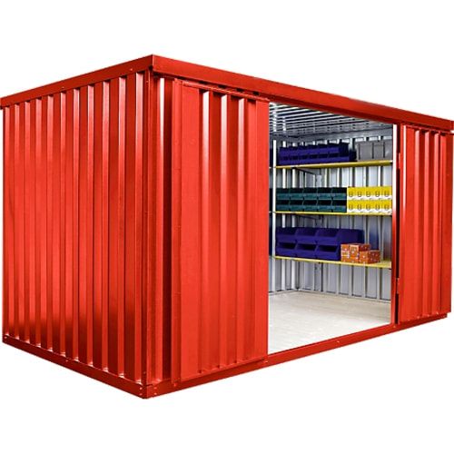 Lagercontainer, Baucontainer, Materialcontainer, Container, Gerätehaus, 2.150 x 4.050 x 2.170 mm (HxBxT), Holzfußboden, montiert, Farbe signalgelb
