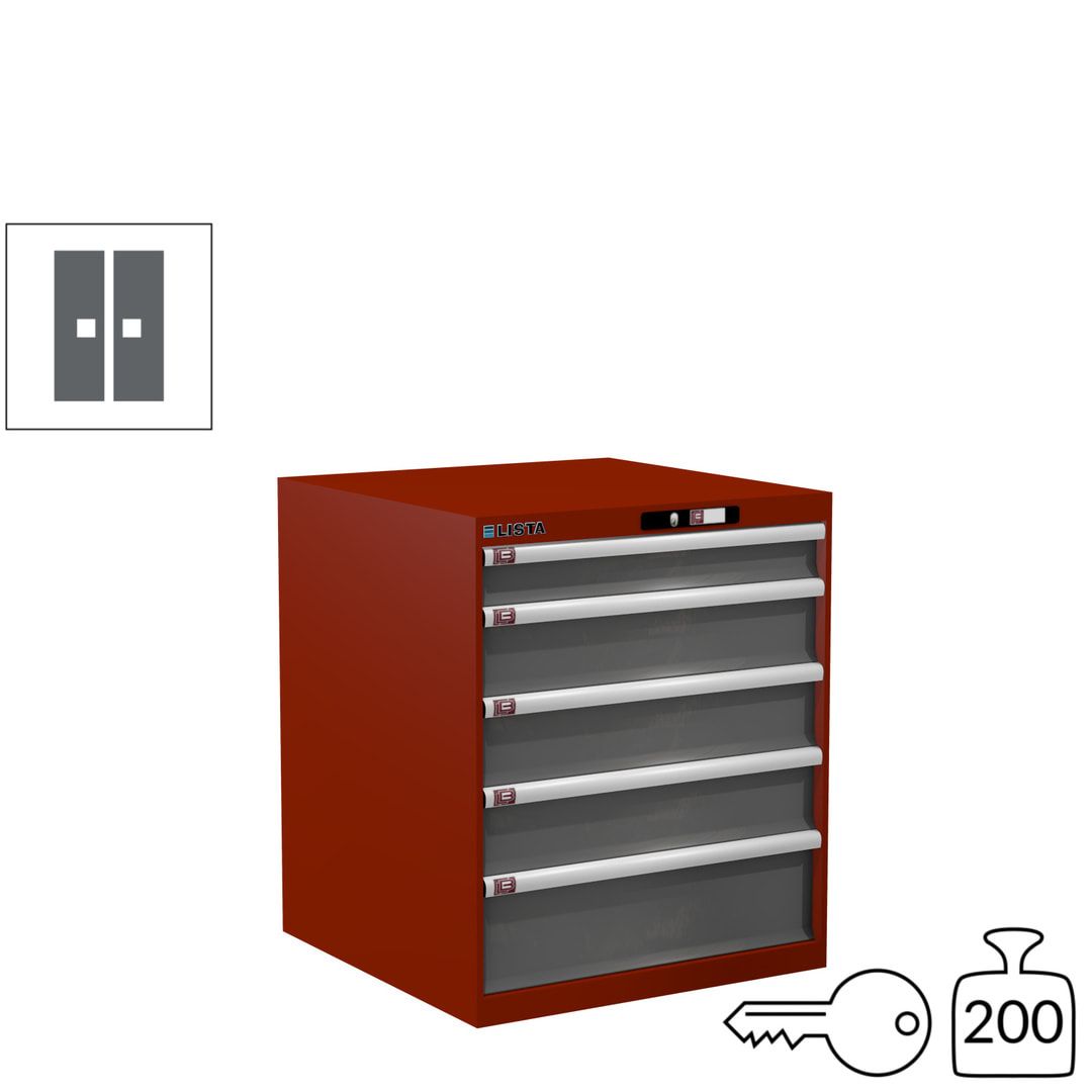 Lista Schubladenschrank - 14.410.010 - 850x717x725 mm (HxBxT) - 5 Schubladen - 75 kg - Key Lock - lichtblau (RAL 5012)