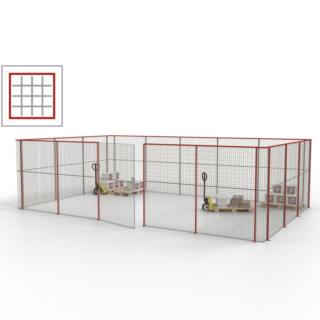 Maschinen Schutzgitter - Hallentrennwand - Sicherheitszaun - Tür - 22 m - 2.200 x 7.900 x 4.900 mm (HxBxT) - enzianblau