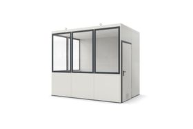 Bürocontainer, Aufsichtsstand, Meisterbüro, Lagerhallenbüro, mobil, für Innen, 3.045 x 2.045 mm (BxT), 6,22 qm, Fußboden wählbar