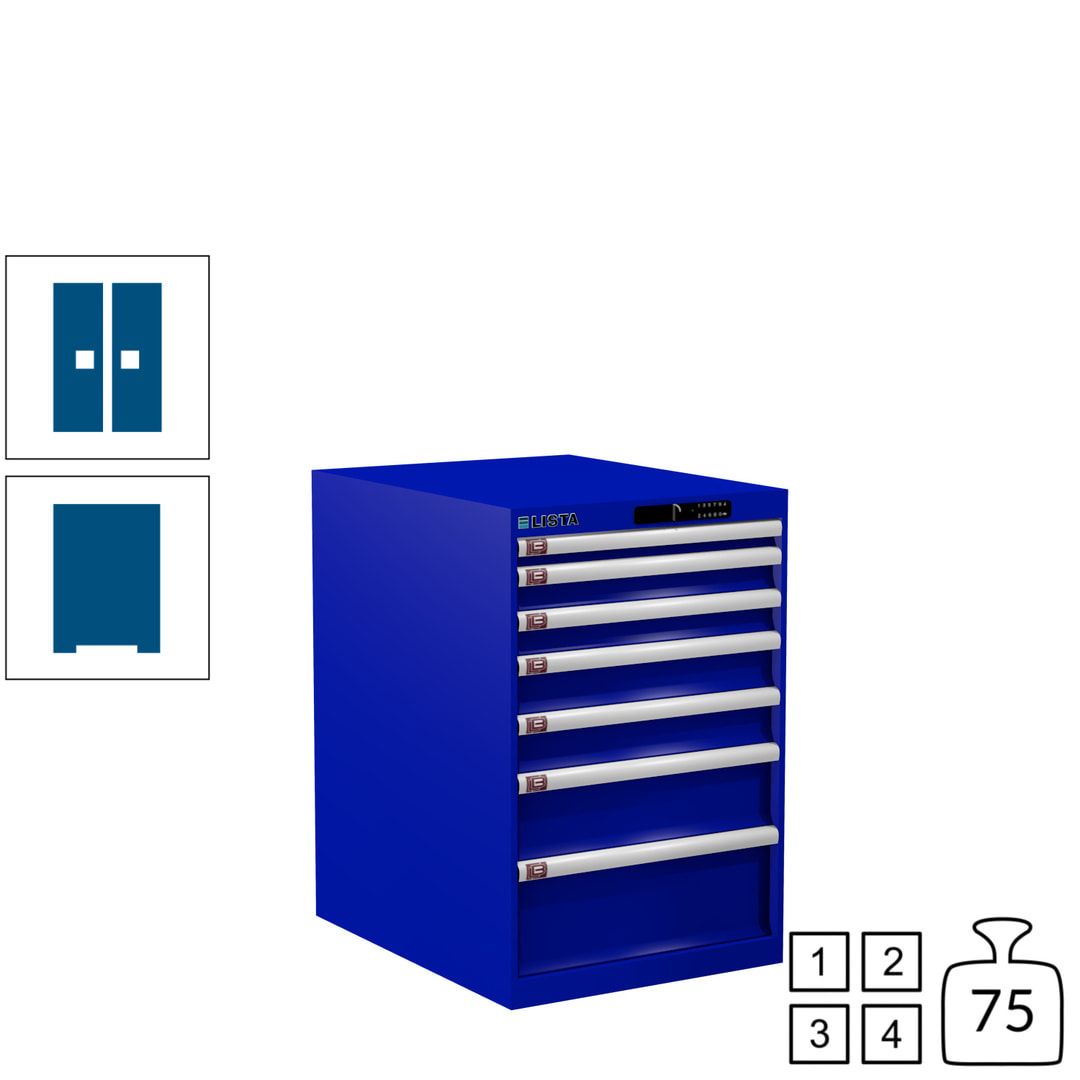 Lista Schubladenschrank - 14.404.010 - 850x564x725 mm (HxBxT) - 7 Schubladen - 75 kg - Key Lock - lichtblau (RAL 5012)
